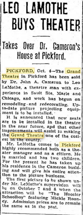 Grand Theatre - Oct 4 1938 Changes Hands (newer photo)